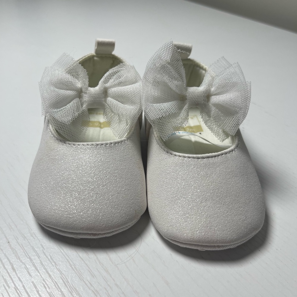 Carter's White Dress Shoes with Tulle Bow